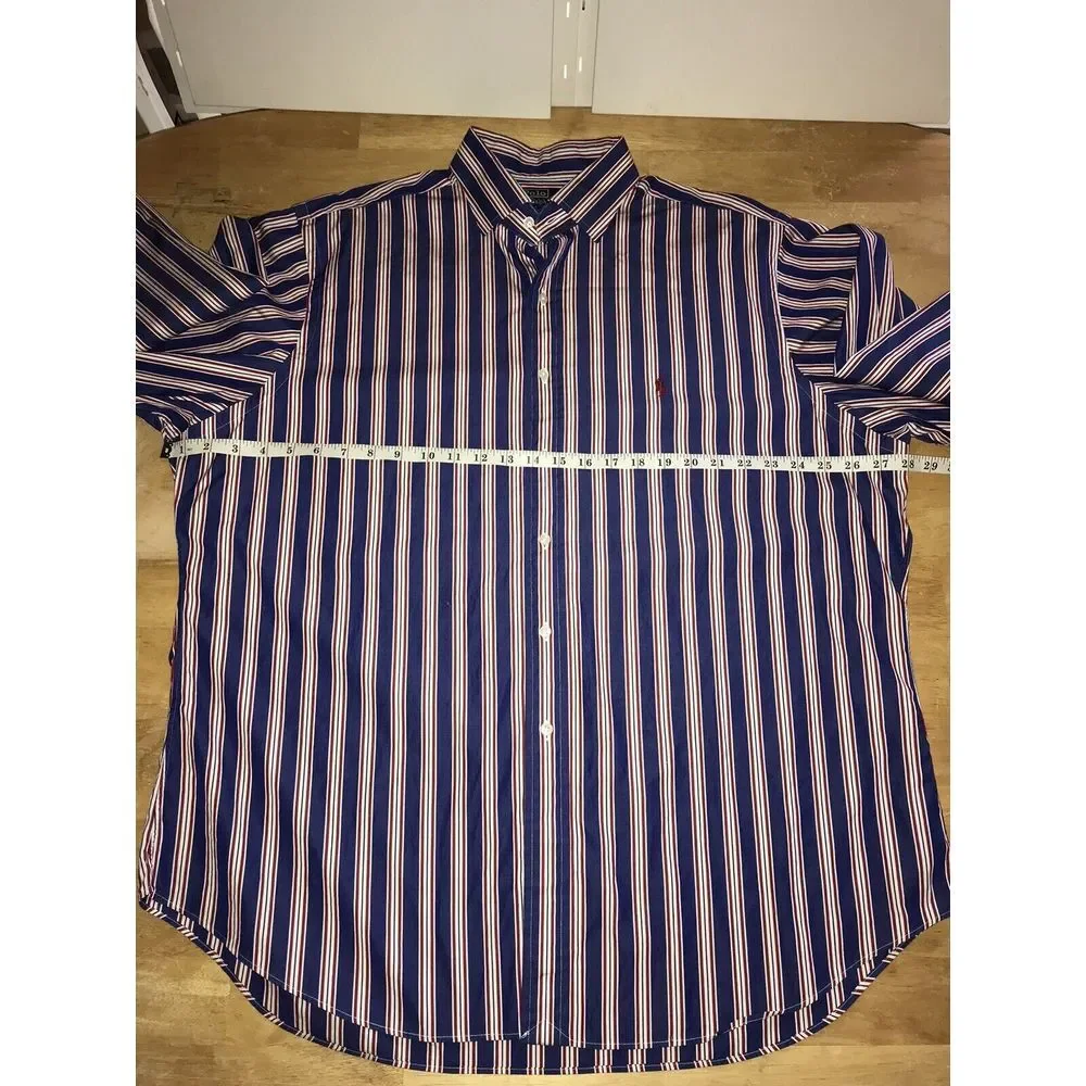Polo Ralph‎ Lauren Long Sleeve Mens 18 XXL 2XL Red White Blue Regent ButtonUp - Picture 5 of 8